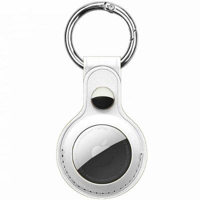 Leather Key Ring Tok for AirTag Fehér