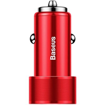 Baseus Car Charger Small Screw Dual USB Quick Charge 36W Piros