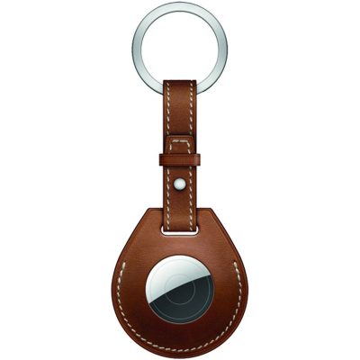 COTEetCI Leather Keychain Tok for AirTag Brown