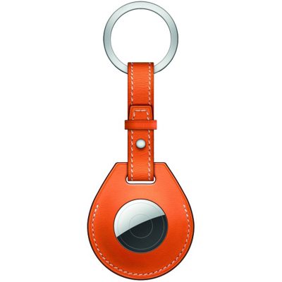 COTEetCI Leather Keychain Tok for AirTag Orange