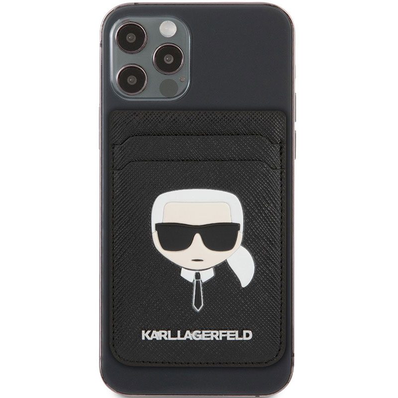 Karl Lagerfeld Saffiano Magnetic Wallet Karl Head Fekete