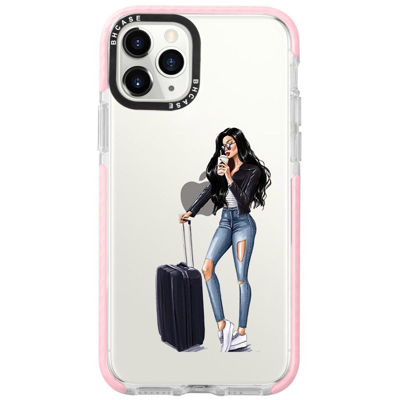 Woman Fekete Haired With Baggage iPhone 11 Pro Max Tok