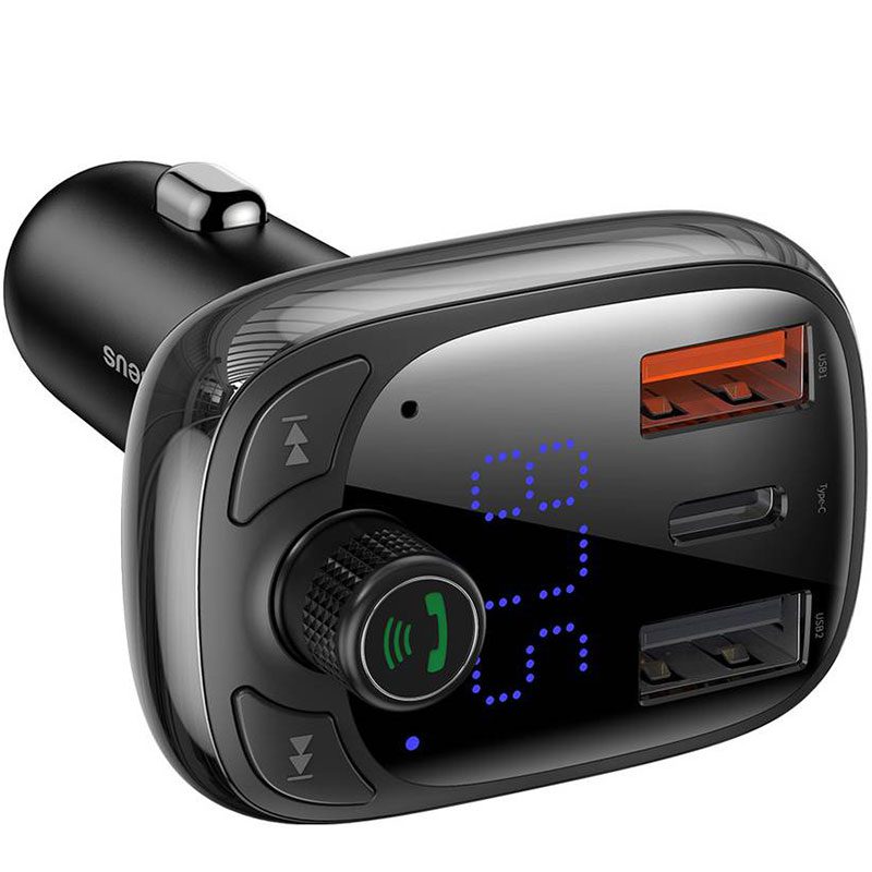 Baseus Car Charger Bluetooth Fm Transmitter T-typed Smart QuickCharger MP3 Fekete