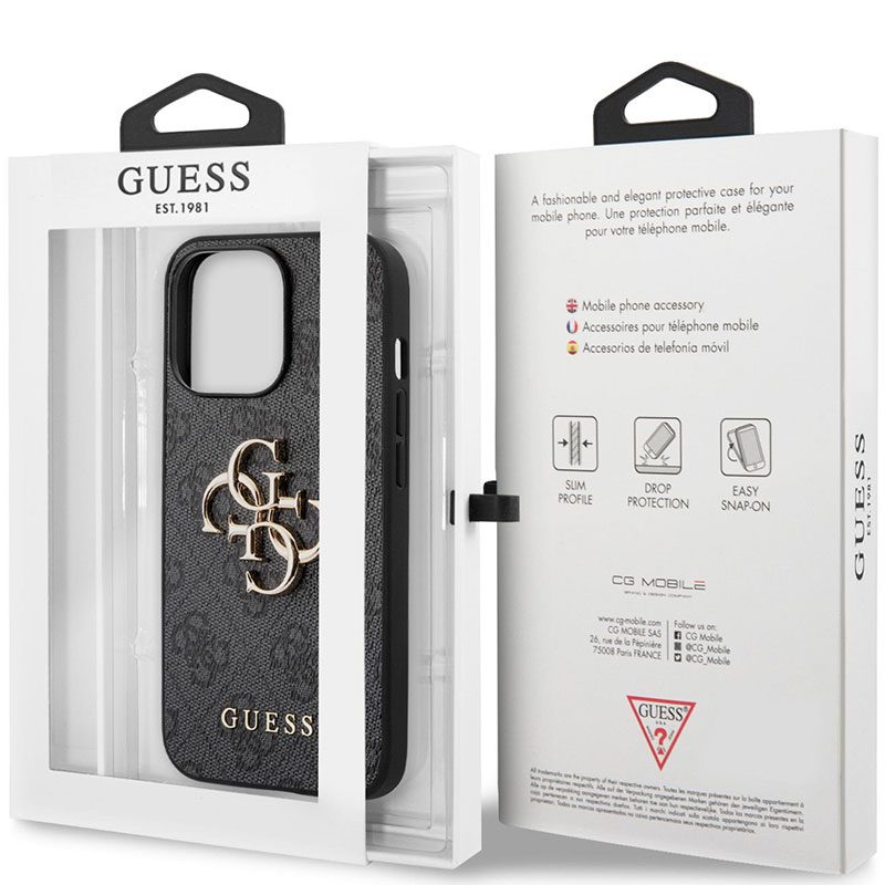 Guess PU 4G Metal Logo Szürke iPhone 13 Pro Tok