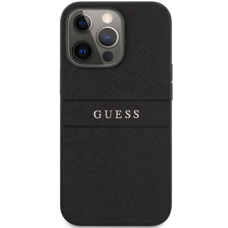 Guess PU Leather Saffiano Fekete iPhone 13 Pro Max Tok