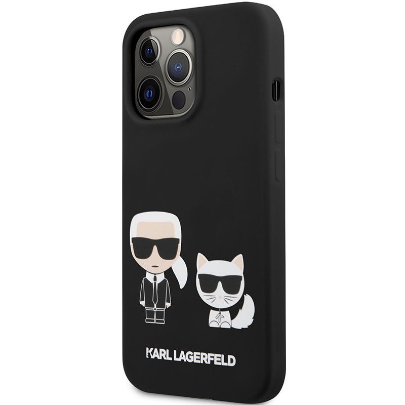 Karl Lagerfeld and Choupette Liquid Silicone Fekete iPhone 13 Pro Tok