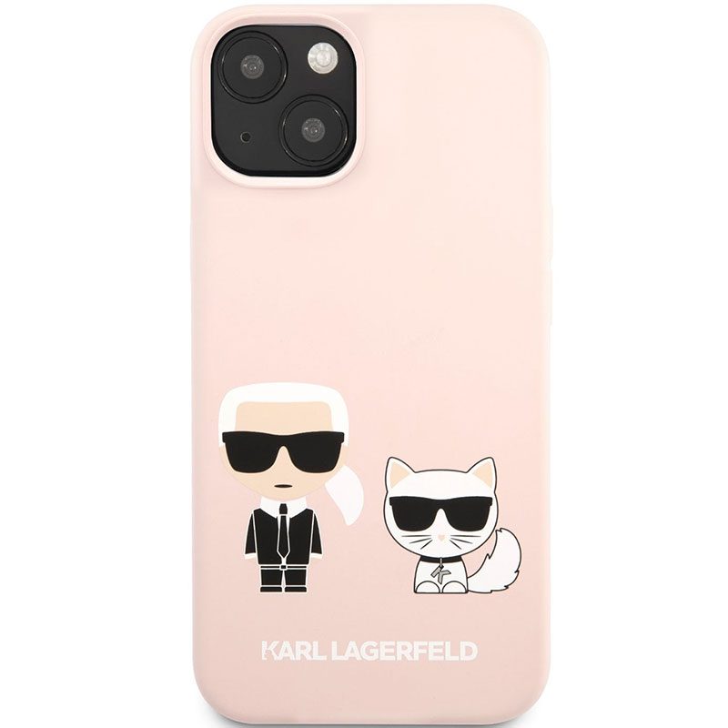 Karl Lagerfeld and Choupette Liquid Silicone Rózsaszín iPhone 13 Tok