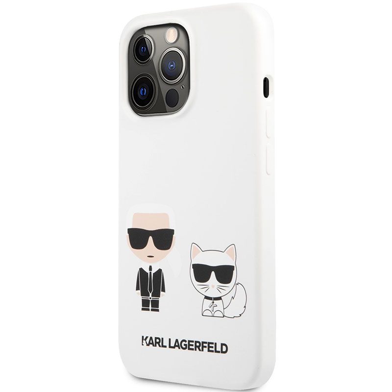 Karl Lagerfeld and Choupette Liquid Silicone Fehér iPhone 13 Pro Max Tok