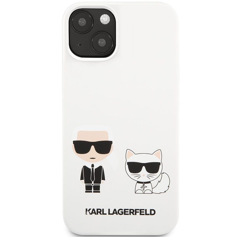 Karl Lagerfeld and Choupette Liquid Silicone Fehér iPhone 13 Tok