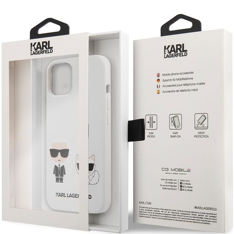 Karl Lagerfeld and Choupette Liquid Silicone Fehér iPhone 13 Tok