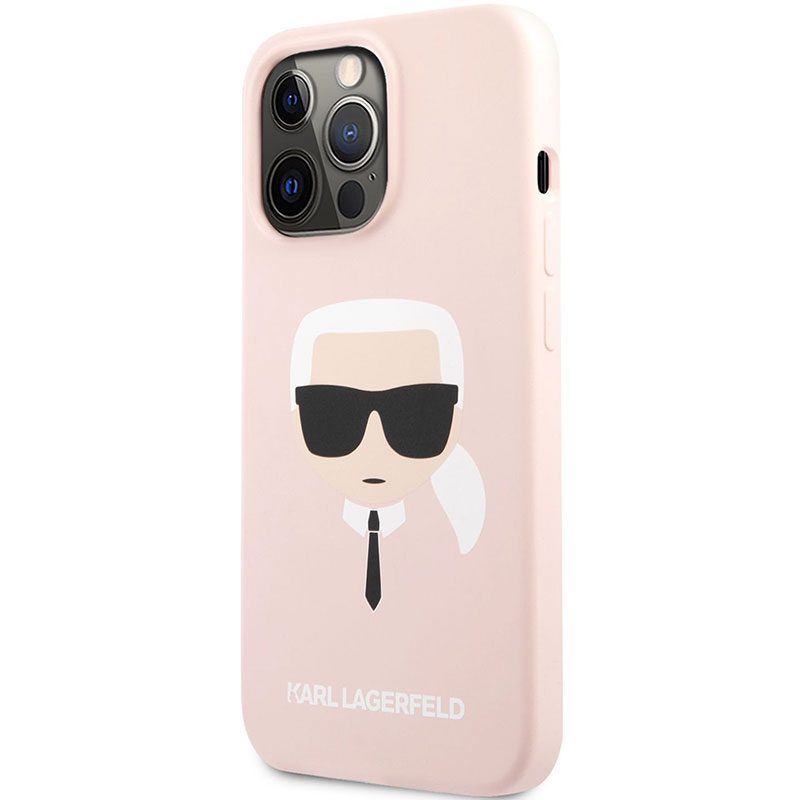 Karl Lagerfeld Liquid Silicone Karl Head Light Rózsaszín iPhone 13 Pro Max Tok
