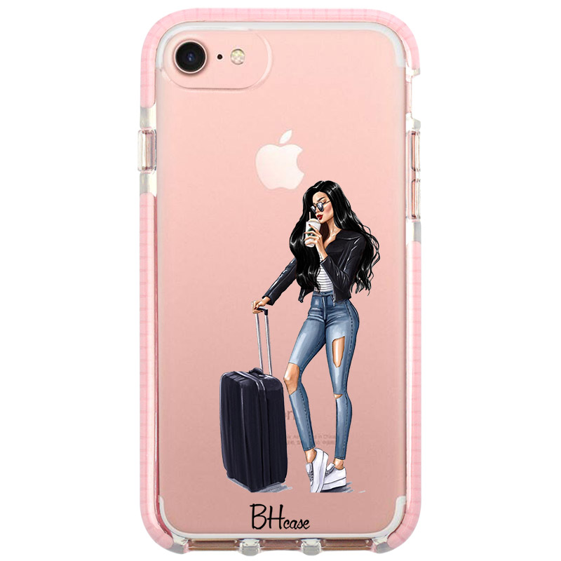 Woman Fekete Haired With Baggage iPhone 8/7/SE 2020/SE 2022 Tok