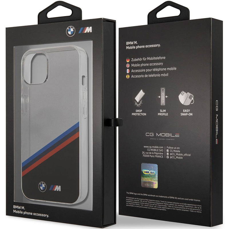 BMW M PC/TPU Tricolor Stripes Transparent iPhone 13 Tok