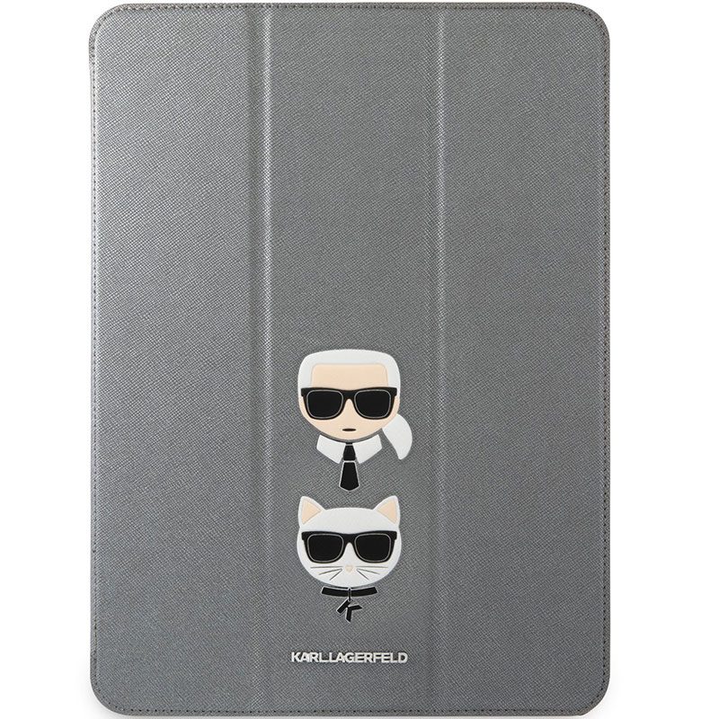 Karl Lagerfeld and Choupette Head Saffiano Silver iPad 12.9" Pro Tok