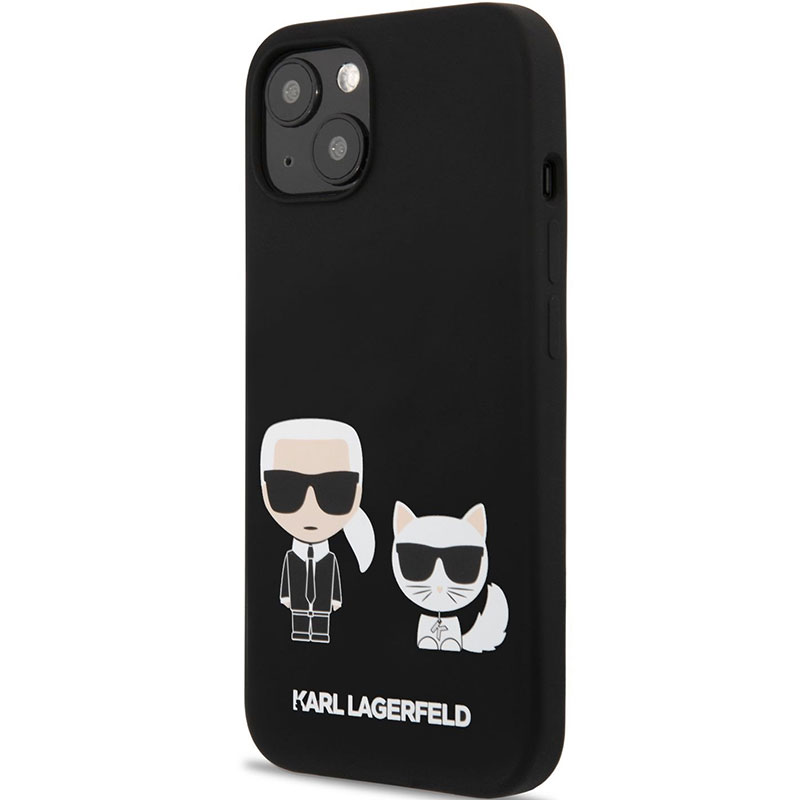 Karl Lagerfeld and Choupette Liquid Silicone Fekete iPhone 13 Tok