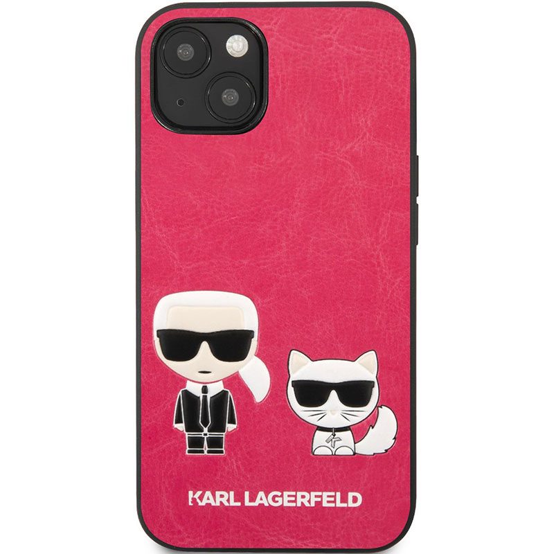 Karl Lagerfeld and Choupette PU Leather Fuchsia iPhone 13 Tok