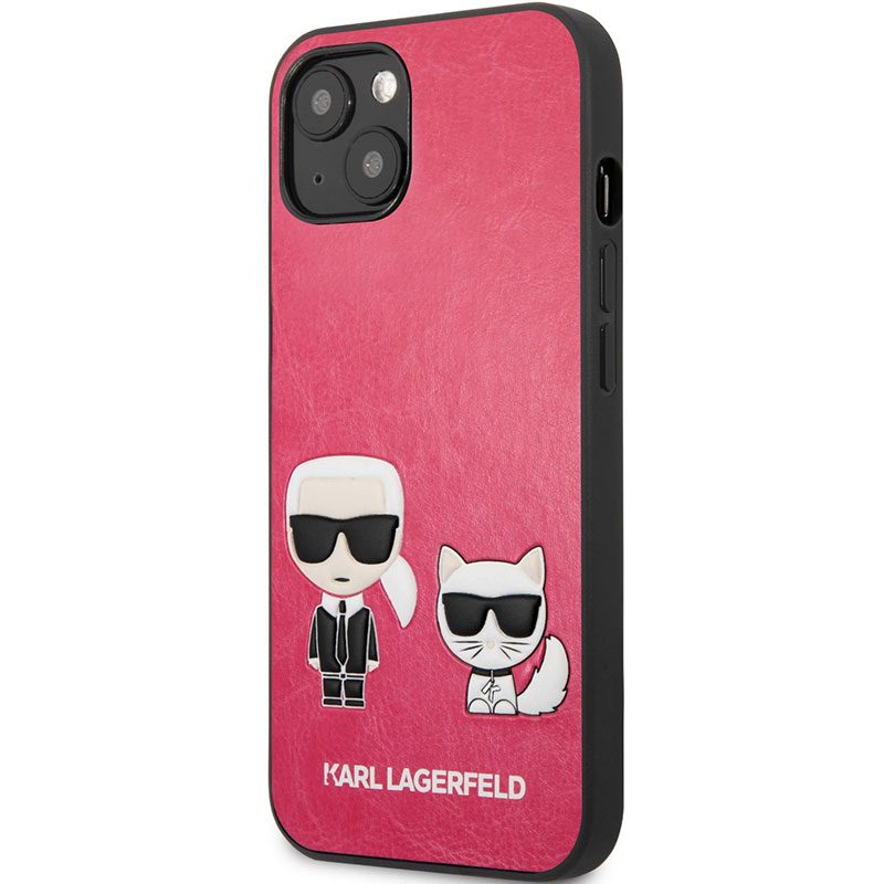 Karl Lagerfeld and Choupette PU Leather Fuchsia iPhone 13 Tok
