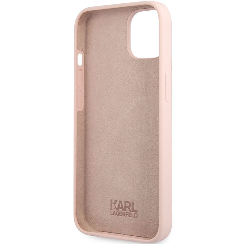 Karl Lagerfeld Liquid Silicone Karl Head Light Rózsaszín iPhone 13 Tok