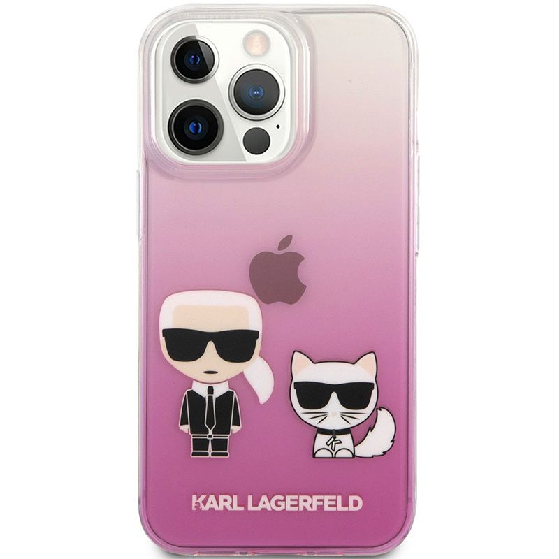 Karl Lagerfeld PC/TPU Ikonik Karl and Choupette Rózsaszín iPhone 13 Pro Max Tok
