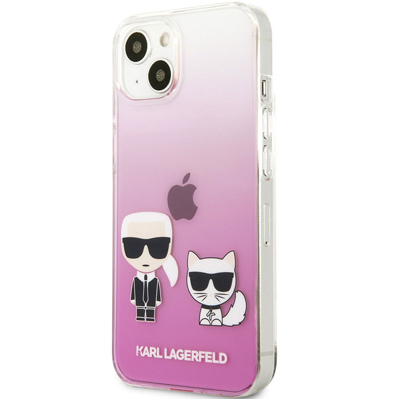 Karl Lagerfeld PC/TPU Ikonik Karl and Choupette Rózsaszín iPhone 13 Tok
