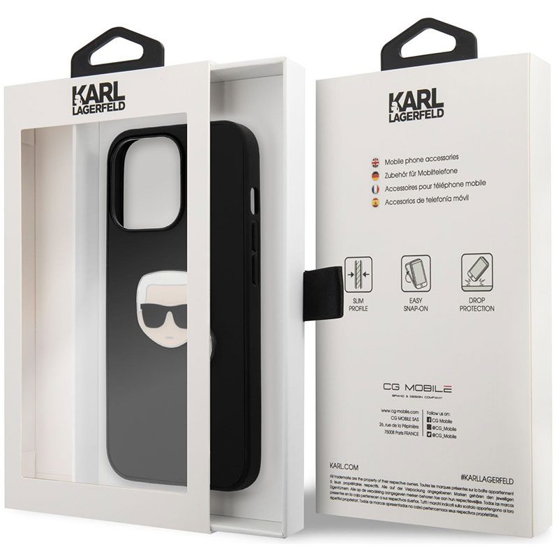 Karl Lagerfeld PU Leather Karl Head Fekete iPhone 13 Pro Max Tok