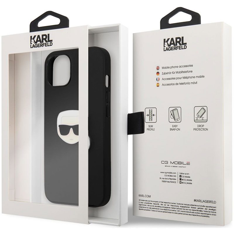 Karl Lagerfeld PU Leather Karl Head Fekete iPhone 13 Tok