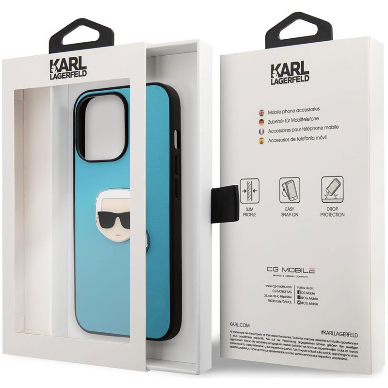 Karl Lagerfeld PU Leather Karl Head Kék iPhone 13 Pro Max Tok