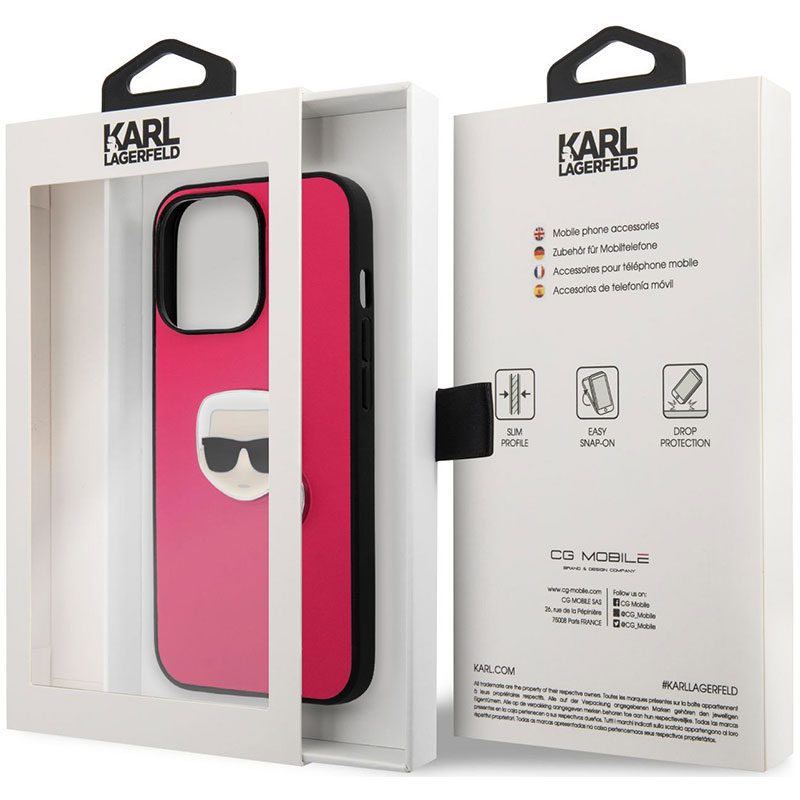 Karl Lagerfeld PU Leather Karl Head Rózsaszín iPhone 13 Pro Max Tok