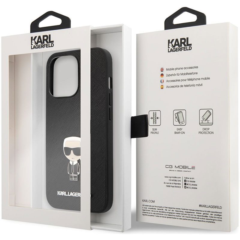 Karl Lagerfeld PU Saffiano Ikonik Fekete iPhone 13 Pro Max Tok