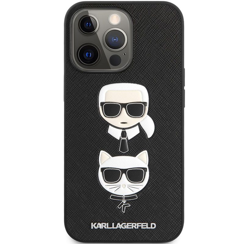 Karl Lagerfeld PU Saffiano Karl and Choupette Heads Fekete iPhone 13 Pro Max Tok