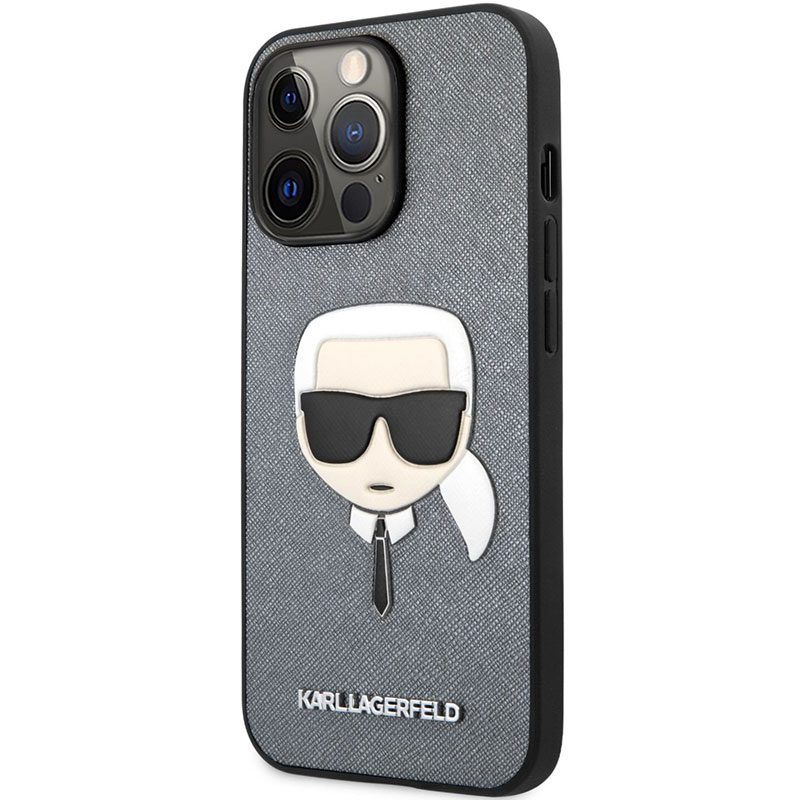 Karl Lagerfeld PU Saffiano Karl Head Silver iPhone 13 Pro Max Tok