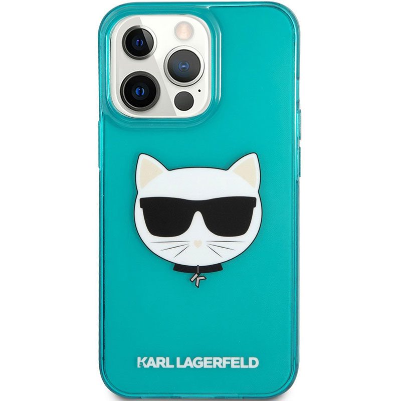 Karl Lagerfeld TPU Choupette Head Fluo Kék iPhone 13 Pro Max Tok