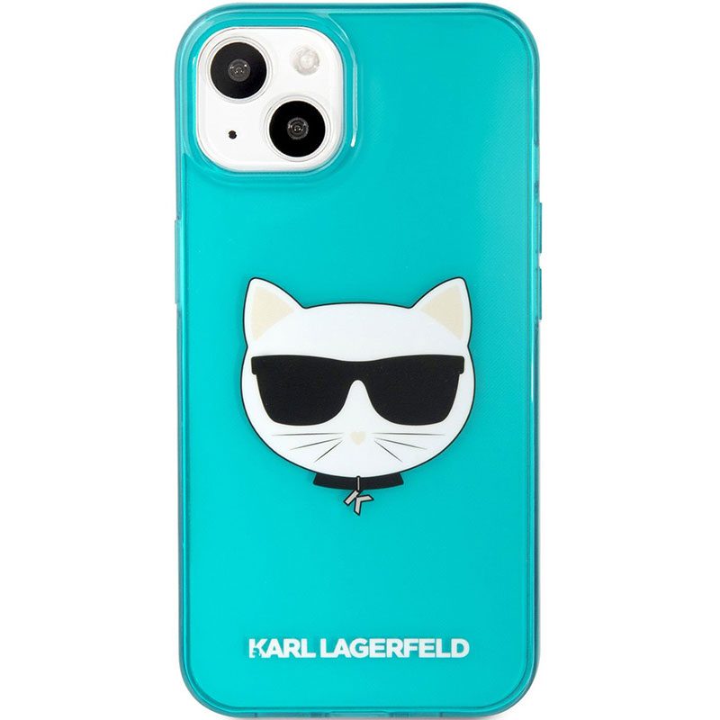 Karl Lagerfeld TPU Choupette Head Fluo Kék iPhone 13 Tok