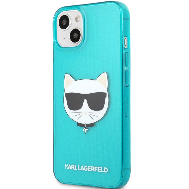 Karl Lagerfeld TPU Choupette Head Fluo Kék iPhone 13 Tok