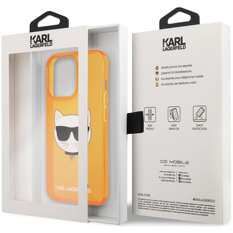 Karl Lagerfeld TPU Choupette Head Fluo Orange iPhone 13 Pro Max Tok