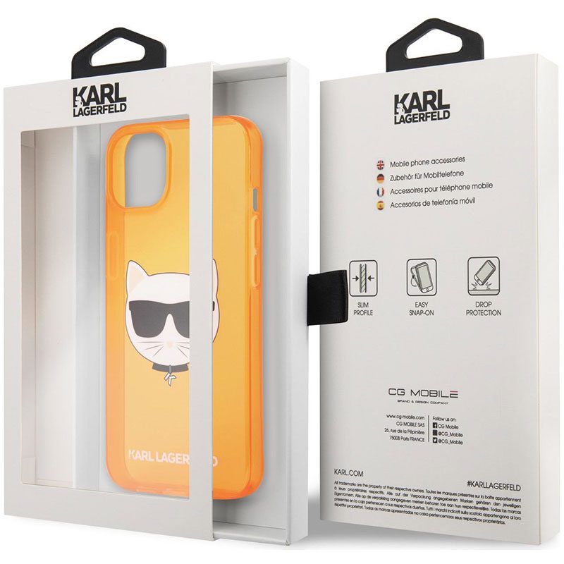 Karl Lagerfeld TPU Choupette Head Fluo Orange iPhone 13 Tok