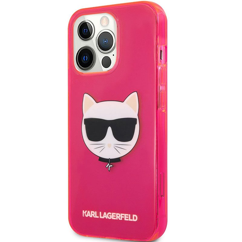 Karl Lagerfeld TPU Choupette Head Fluo Rózsaszín iPhone 13 Pro Max Tok