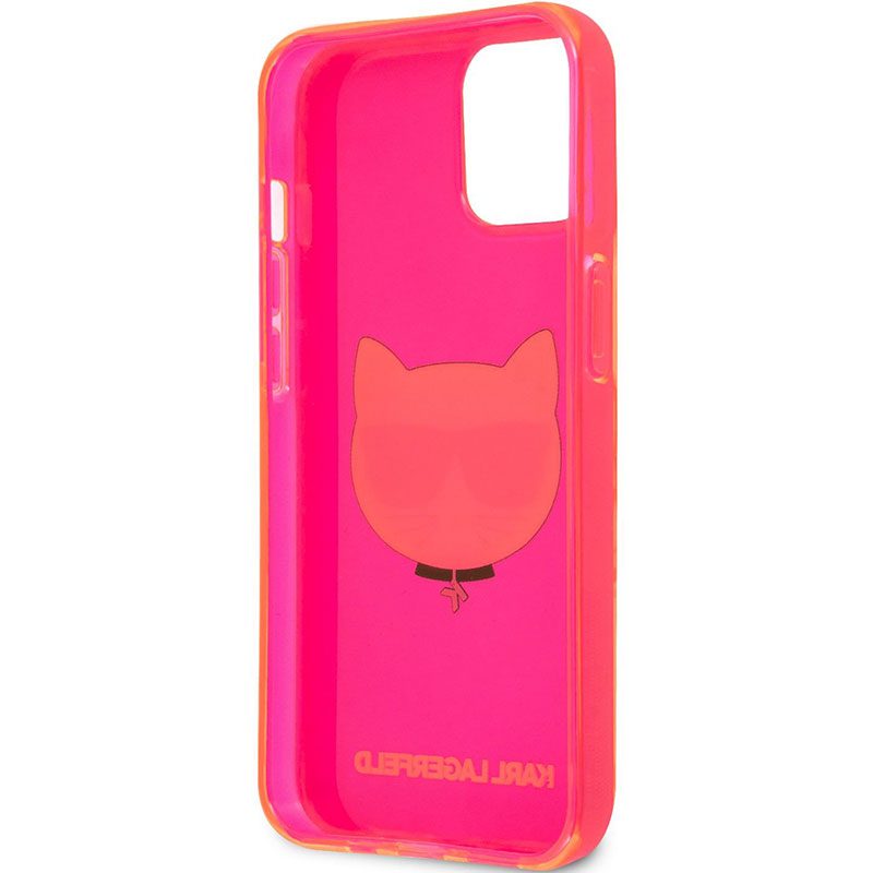 Karl Lagerfeld TPU Choupette Head Fluo Rózsaszín iPhone 13 Tok