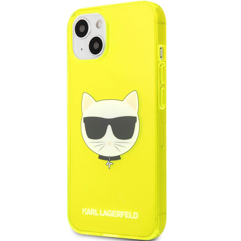 Karl Lagerfeld TPU Choupette Head Fluo Sárga iPhone 13 Tok