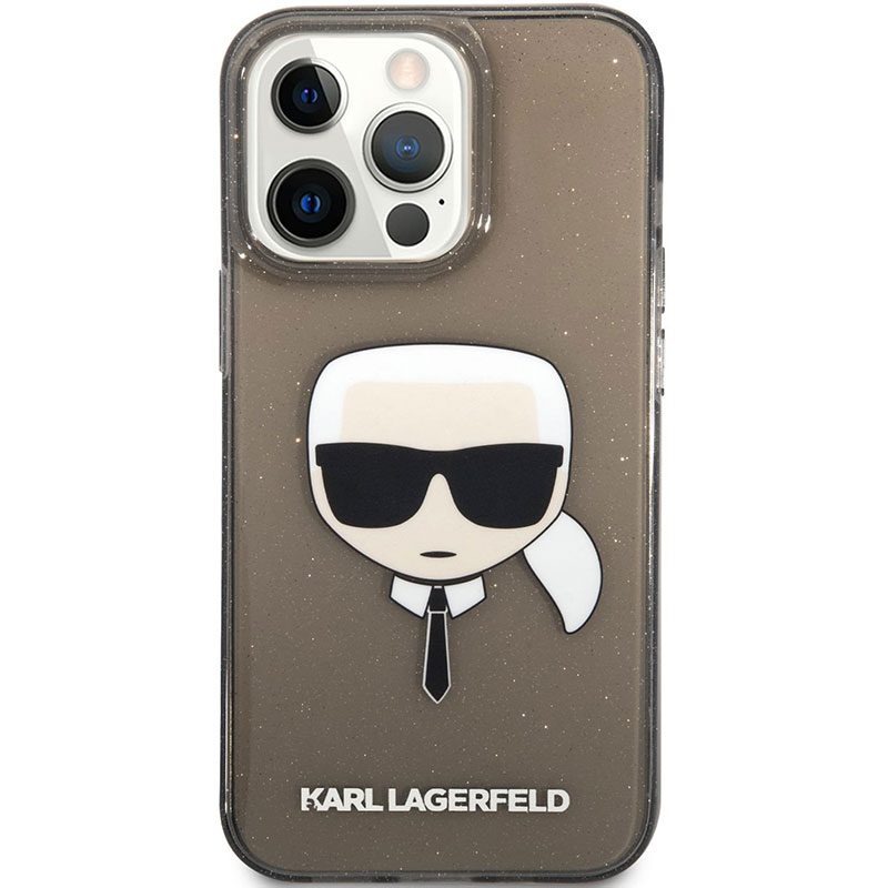Karl Lagerfeld TPU Full Glitter Karl Head Fekete iPhone 13 Pro Max Tok