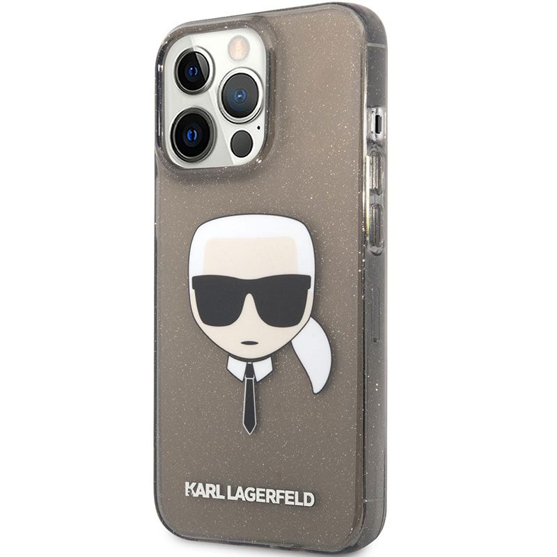 Karl Lagerfeld TPU Full Glitter Karl Head Fekete iPhone 13 Pro Max Tok