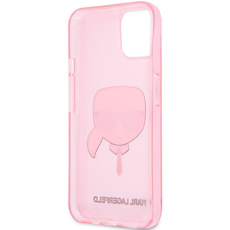 Karl Lagerfeld TPU Full Glitter Karl Head Rózsaszín iPhone 13 Tok