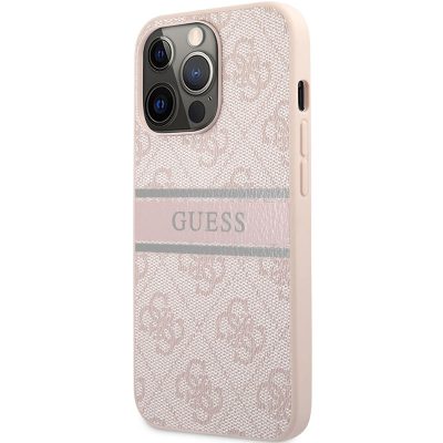 Guess PU 4G Printed Stripe Rózsaszín iPhone 13 Pro Max Tok