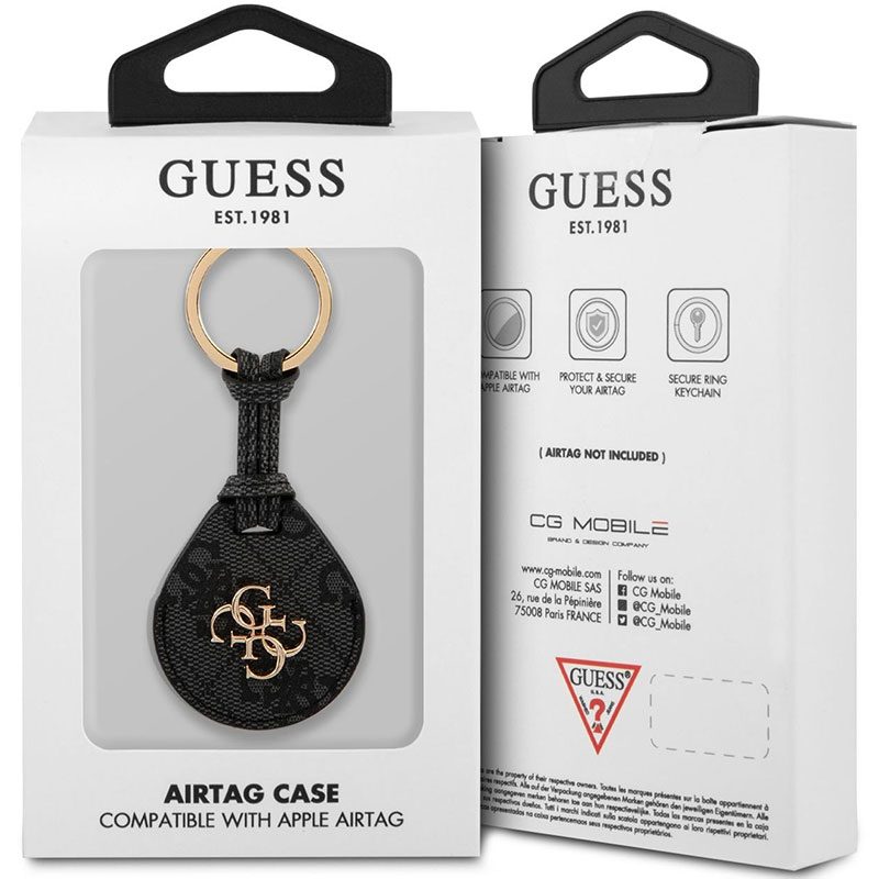 Guess PU Big 4G Flat Ring Tok for AirTag Fekete