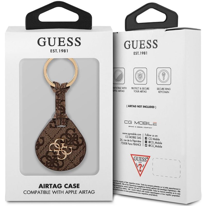 Guess PU Big 4G Flat Ring Tok for AirTag Brown