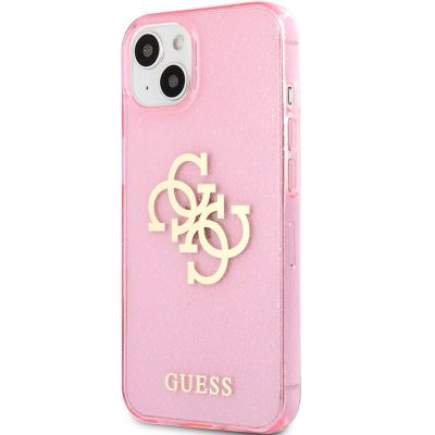 Guess TPU Big 4G Full Glitter Rózsaszín iPhone 13 Tok