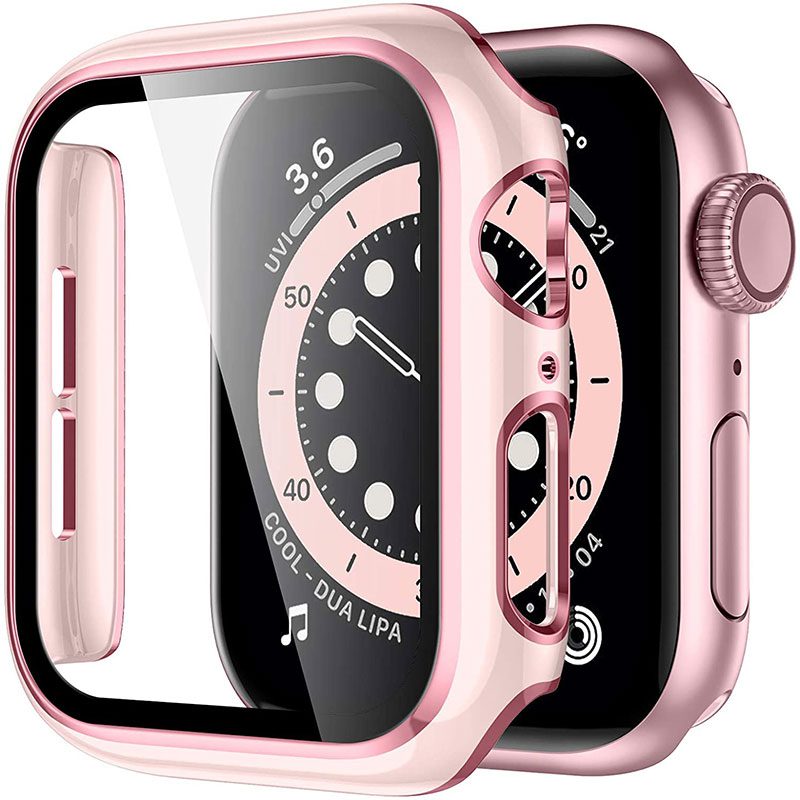 Üvegfóliás védőtok Apple Watch Pink Pink