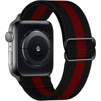 Scrunchie Szíj Apple Watch 45/44/42/Ultra Fekete Stripe Piros