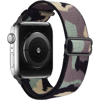 Scrunchie Szíj Apple Watch 45/44/42/Ultra Camouflage Zöld