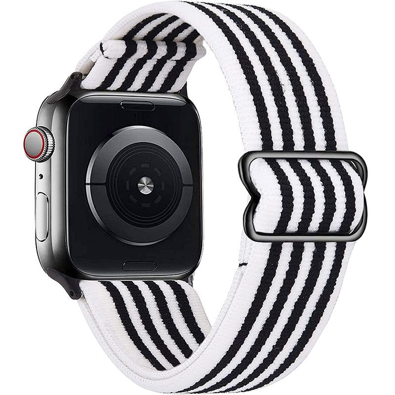 Scrunchie Szíj Apple Watch 45/44/42/Ultra Stripe Fehér Fekete